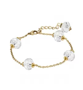 Браслет-цепочка из стали Everiot AAB-410BSS-GD с бусинами