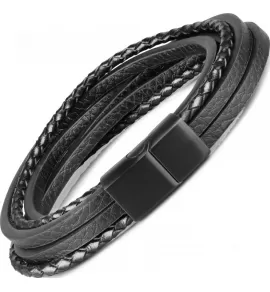 Черный мужской браслет Everiot BC-MJ-1985 из натуральной кожи