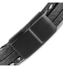 Черный мужской браслет Everiot BC-MJ-1985 из натуральной кожи