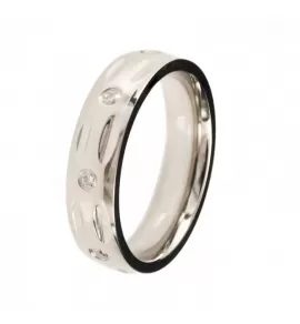 Серебристое титановое кольцо Lonti TI-065R с фианитами
