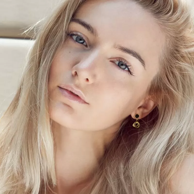 Женские стальные серьги TATIC SE1006/SE1006S с черной эмалью и подвесками-кольцами