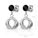 Женские стальные серьги TATIC SE1006/SE1006S с черной эмалью и подвесками-кольцами