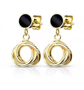 Женские стальные серьги TATIC SE1006/SE1006S с черной эмалью и подвесками-кольцами