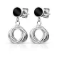 Женские стальные серьги TATIC SE1006/SE1006S с черной эмалью и подвесками-кольцами