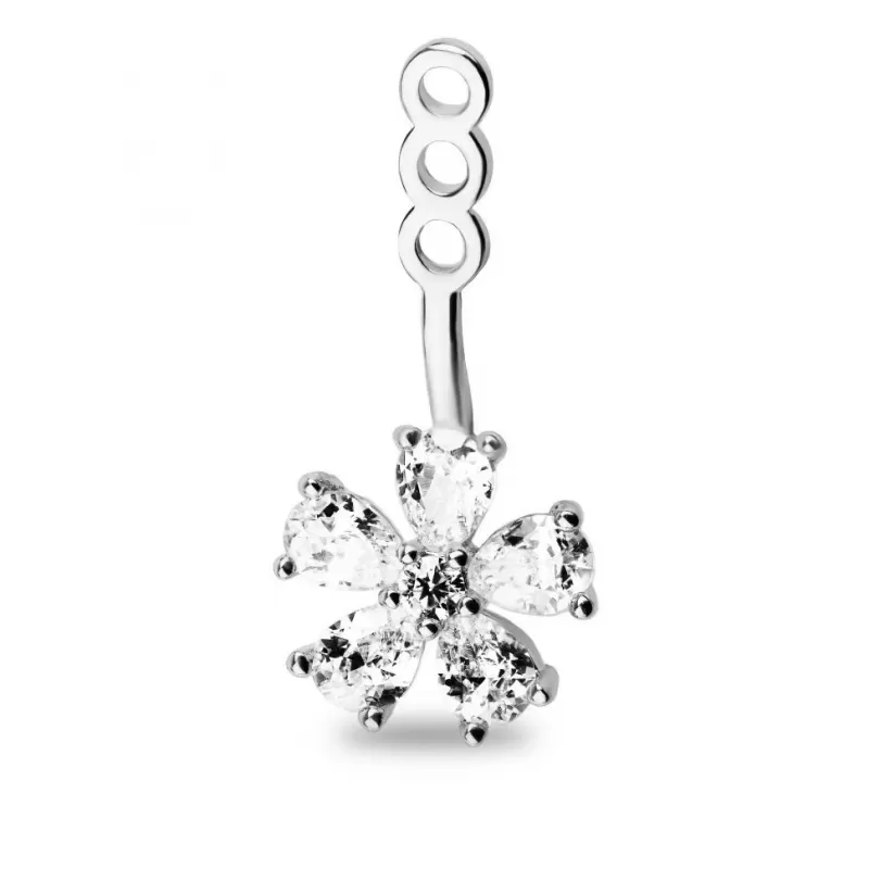 Подвеска джекет для серег-гвоздиков TATIC ED-015 с цветком и фианитами