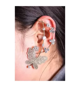 Кафф на все ухо C001-0015 с бабочкой и стразами