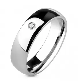 Кольцо из стали TATIC RSS-0011 с полированной поверхностью и фианитом по центру