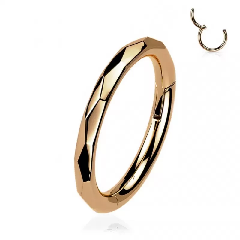 Пирсинг кольцо с кликером, из титана Pirslab RHT89, серьга для септума носа, хряща уха, хеликса, брови, губ, сосков, розовое золото