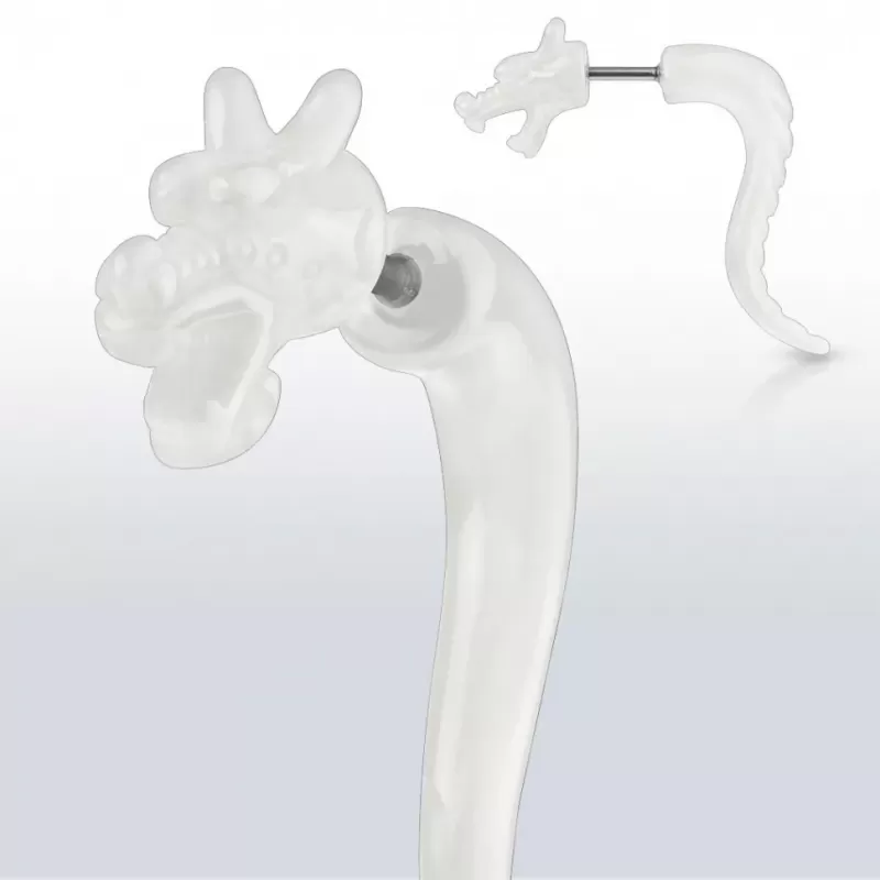 Серьга фейк-плаг PiercedFish TAFX06 в форме дракона (имитация пирсинга)