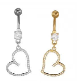 Украшение для пирсинга пупка Everiot AAB-149TBSH с подвеской в форме сердца с фианитами