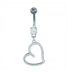 Украшение для пирсинга пупка Everiot AAB-149TBSH с подвеской в форме сердца с фианитами