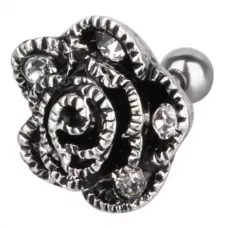 Штанга для пирсинга хряща, хеликса уха Everiot AAB-52TRTH, серьга из стали с розой