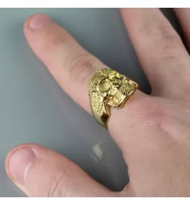 Мужская печатка из стали с черепом TATIC R-SF-053G в байкерском стиле