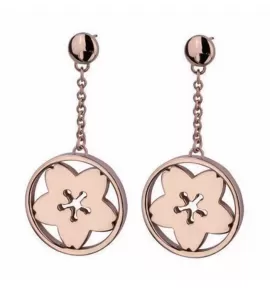 Серьги-гвоздики из стали Everiot AAB-25ESS с подвеской цвета розового золота