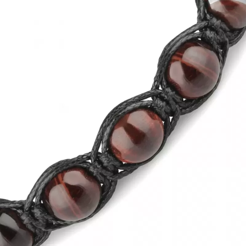 Браслет Everiot Select LNS-2260 Шамбала из камня бычий глаз с символом "ОМ"