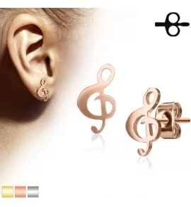 Женские серьги-гвоздики из стали "Скрипичный ключ" TATIC SE3302