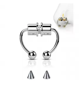 Магнитная пирсинг обманка в септум носа, ухо (серьга клипса, подкова) из стали Everiot SEPF01-MJ со сменными шариками и шипами