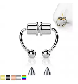 Магнитная пирсинг обманка в септум носа, ухо (серьга клипса, подкова) из стали Everiot SEPF01-MJ со сменными шариками и шипами