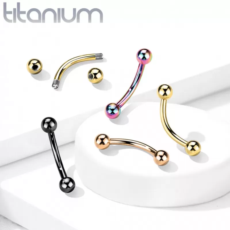 Изогнутая штанга из титана Pirslab T23CT-GD для пирсинга брови
