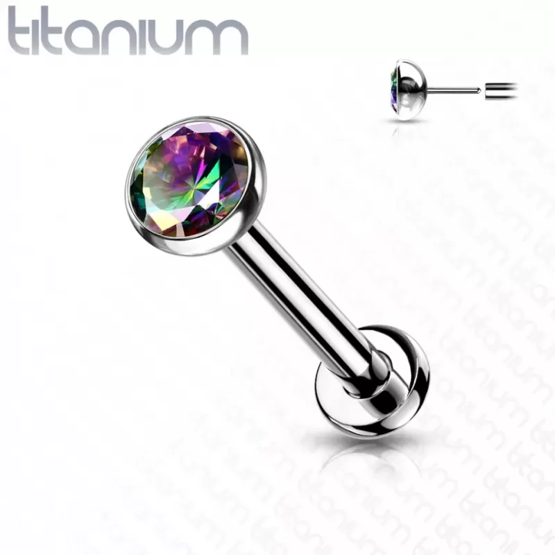 Серьга лабрет из титана (безрезьбовой пирсинг) Pirslab ITL04-VM для хряща уха, губ, носа