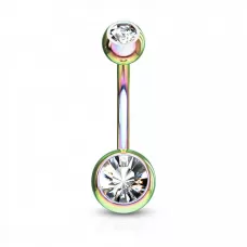 Стальная серьга банан для пирсинга пупка Piercedfish NT04-WC с фианитами