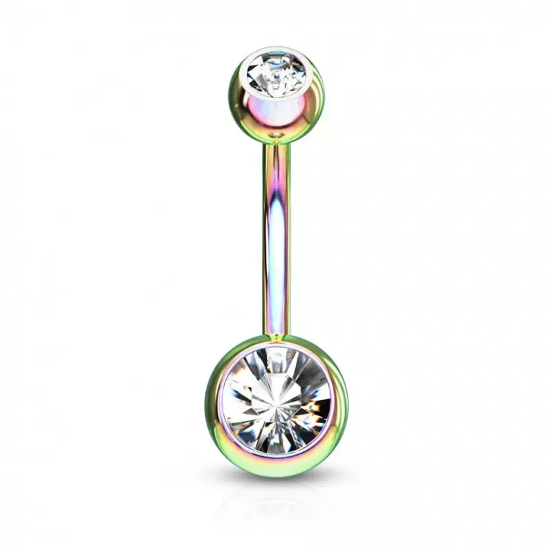 Стальная серьга банан для пирсинга пупка Piercedfish NT04-WC с фианитами