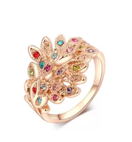 Кольцо ROZI RG-09290 павлиний хвост в золотом цвете