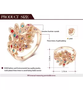 Кольцо ROZI RG-09290 павлиний хвост в золотом цвете