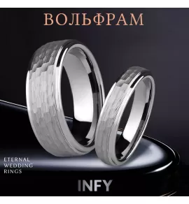 Кольцо из карбида вольфрама INFY R-TG-1163 с граненой поверхностью