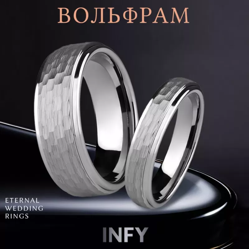 Кольцо из карбида вольфрама INFY R-TG-1163 с граненой поверхностью