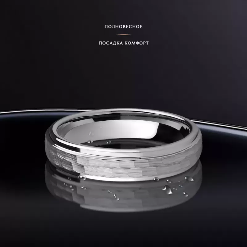 Кольцо из карбида вольфрама INFY R-TG-1163 с граненой поверхностью