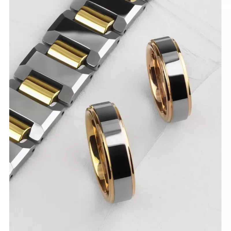 Кольцо из титан-вольфрама (тистена) Tisten R-TS-007 обручальное с покрытием цвета розового золота