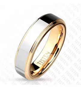 Кольцо из титан-вольфрама (тистена) Tisten R-TS-007 обручальное с покрытием цвета розового золота