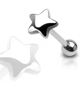 Штанга для пирсинга языка из стали PiercedFish BST10-1416 в форме звездочки