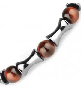 Браслет из лавы, гематита и камня бычий глаз на резинке Everiot Select LNS-2254