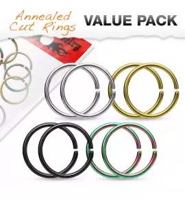 Набор из 6 стальных колец PiercedFish VR-01 серьги для пирсинга септума, хряща уха, носа, брови, губ