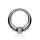 Кольцо кликер из стали с фианитом PiercedFish RH94-ST серьга для пирсинга септума носа, трагуса, хряща уха, хеликса, брови, губ