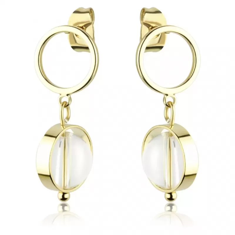 Женские серьги Everiot Select SE-LNS-0009 с круглыми подвесками и горным хрусталем