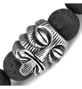 Черный мужской браслет из лавы на резинке "Майя" Everiot Select LNS-2049