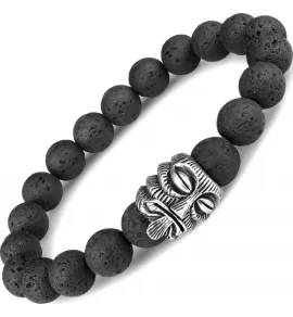 Черный мужской браслет из лавы на резинке "Майя" Everiot Select LNS-2049