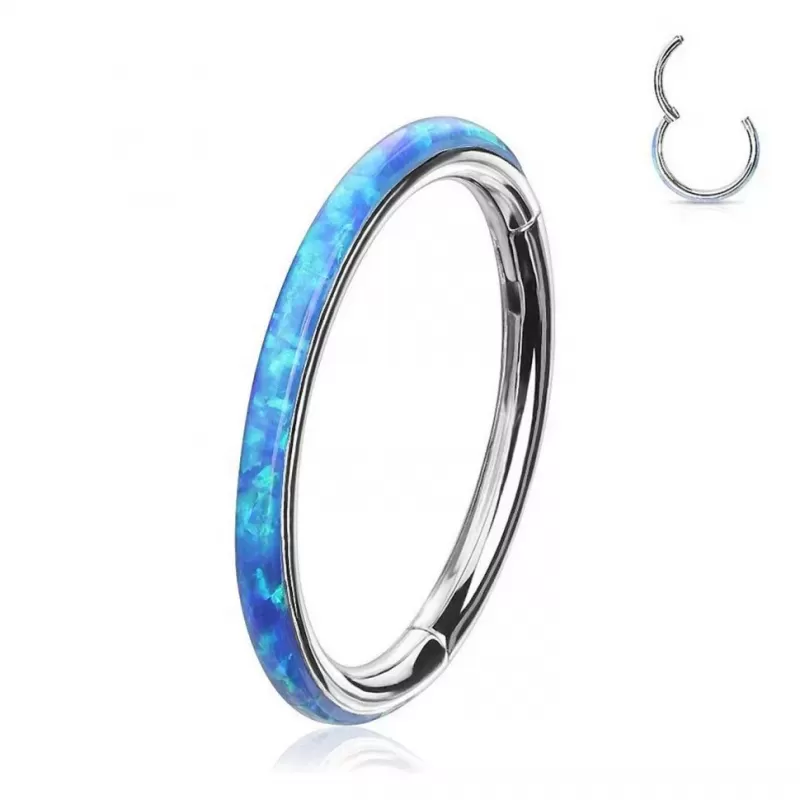 Кольцо кликер из титана Pirslab RHT43 серьга для пирсинга септума, трагуса и хеликса, брови, губ (диаметр от 8 мм до 10 мм), голубой