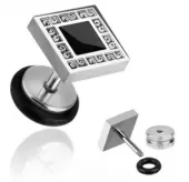 Серьга из стали PiercedFish PSFX-41 квадратной формы (имитация плага)