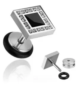 Серьга из стали PiercedFish PSFX-41 квадратной формы (имитация плага)