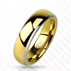 Кольцо Tisten из титан-вольфрама (тистена) R-TS-009 обручальное с золотым ионным покрытием