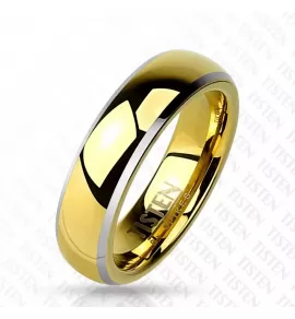 Кольцо Tisten из титан-вольфрама (тистена) R-TS-009 обручальное с золотым ионным покрытием