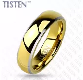 Кольцо Tisten из титан-вольфрама (тистена) R-TS-009 обручальное с золотым ионным покрытием