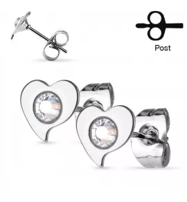 Серьги-гвоздики TATIC SE2910-ST в виде сердечек с фианитами
