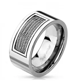 Кольцо мужское из стали Spikes R-M4626 со декоративной вставкой