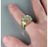 Перстень мужской из стали Spikes R-H19098G с католическим крестом и фианитами