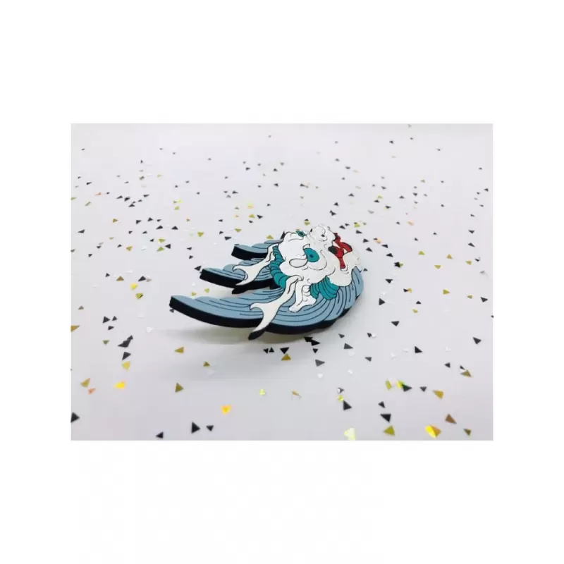 Брошь ручной работы из дерева «Дракон серебряный» COREYAGI ASC-DR06